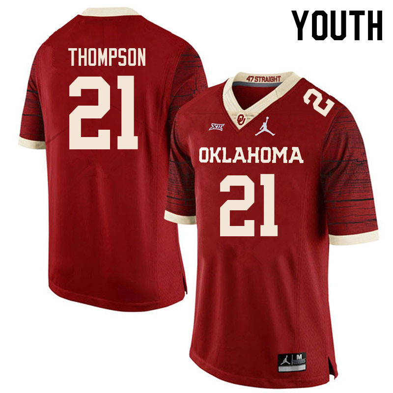 Youth #21 Bentavious Thompson Oklahoma Sooners College Football Jerseys Sale-Retro - Click Image to Close